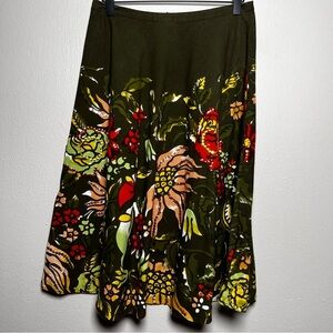 VTG Women Mossimo Fairy Skirt 4 Green Floral Watercolor Sequins Whimsical Dainty